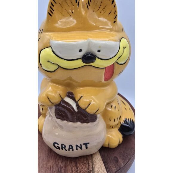 VTG Garfield Hand Painted Ceramic Cookie Jar / Planter ( Personalized Grant ) - Picture 3 of 12